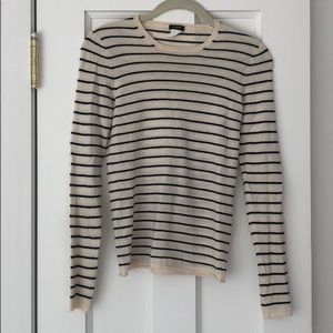 J Crew merino wool cream/navy striped sweater, S